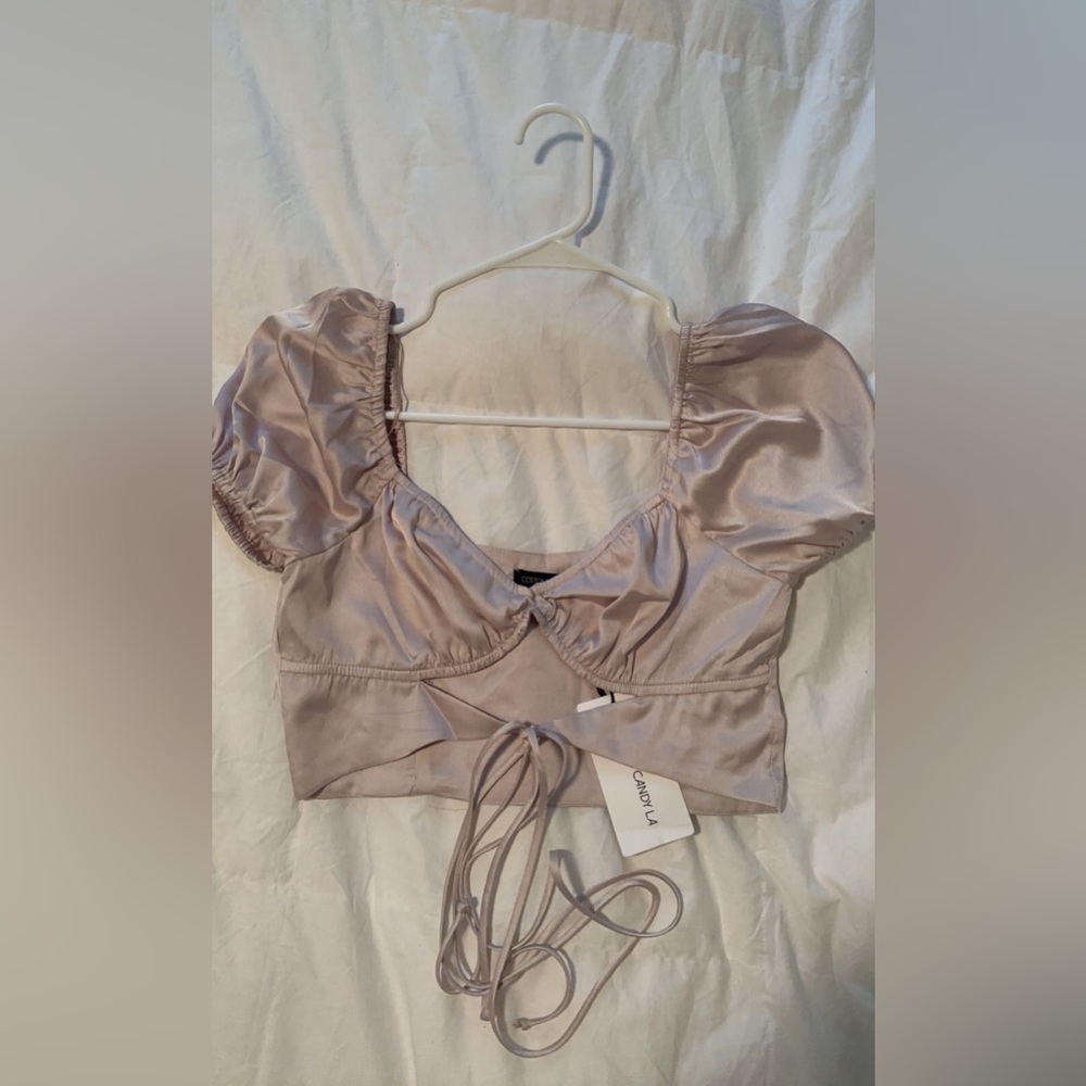 Blush pink/ champagne crop top